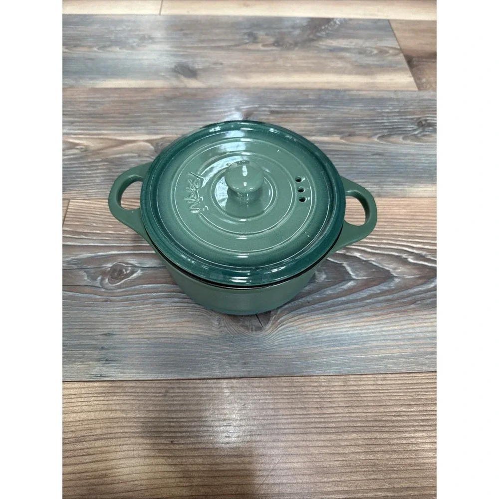 Parini Flameproof 1 Qt Green Round Ceramic Nonstick Casserole Dish w/ Lid